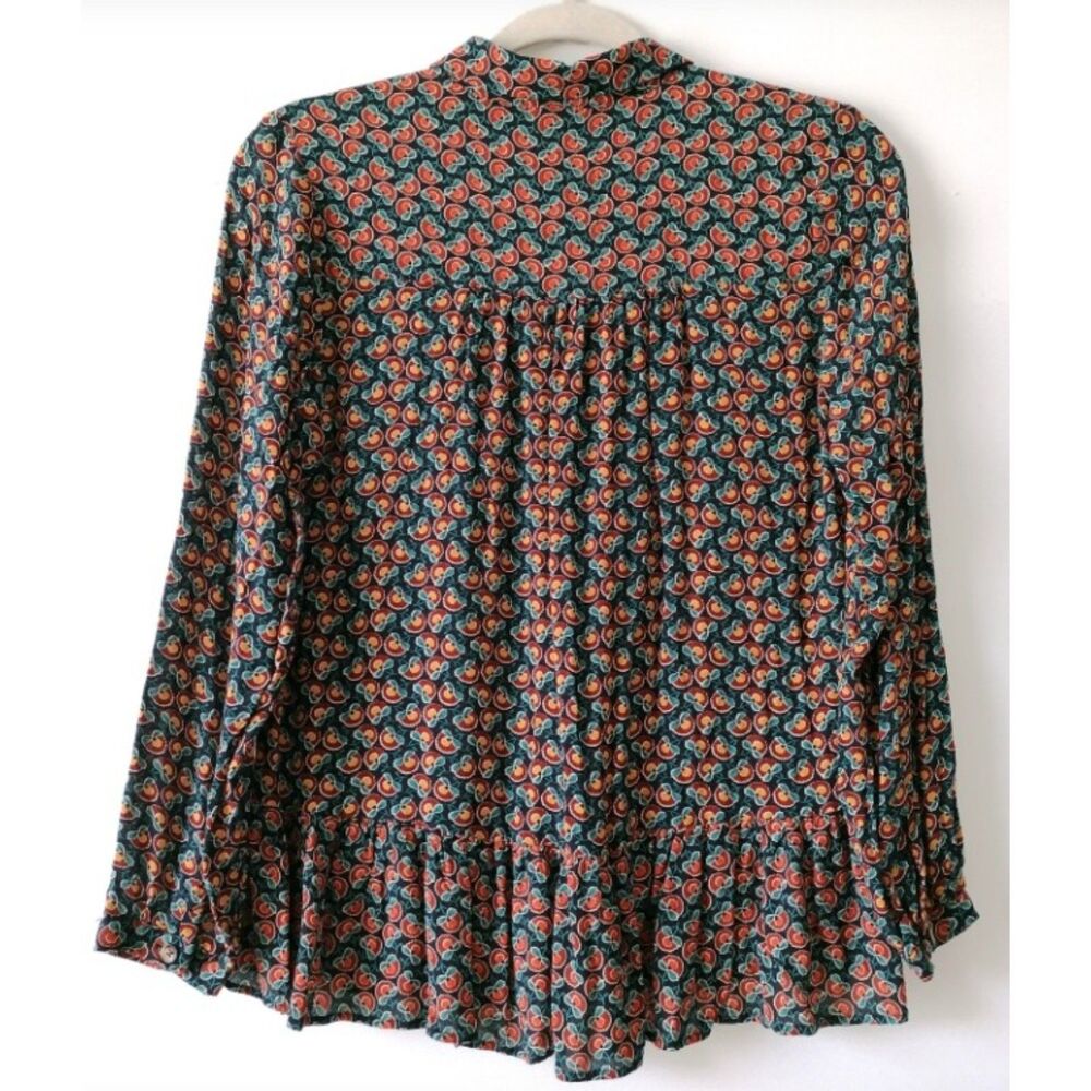MAEVE by ANTHROPOLOGIE Multicolored Sz 6 Button Up JANIE FLOUNCED PEASANT Blouse - Picture 6 of 8